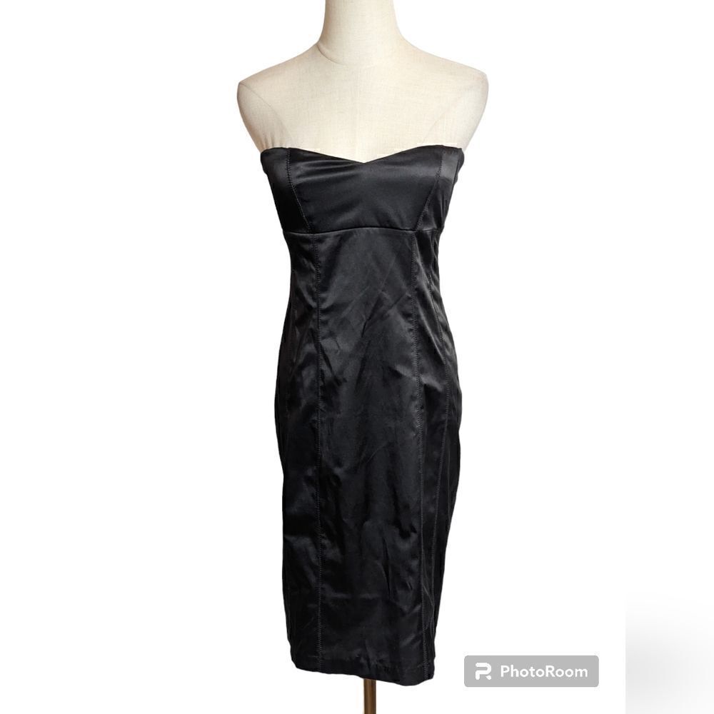Necessary Objects Y2K Black Satin Corset Dress